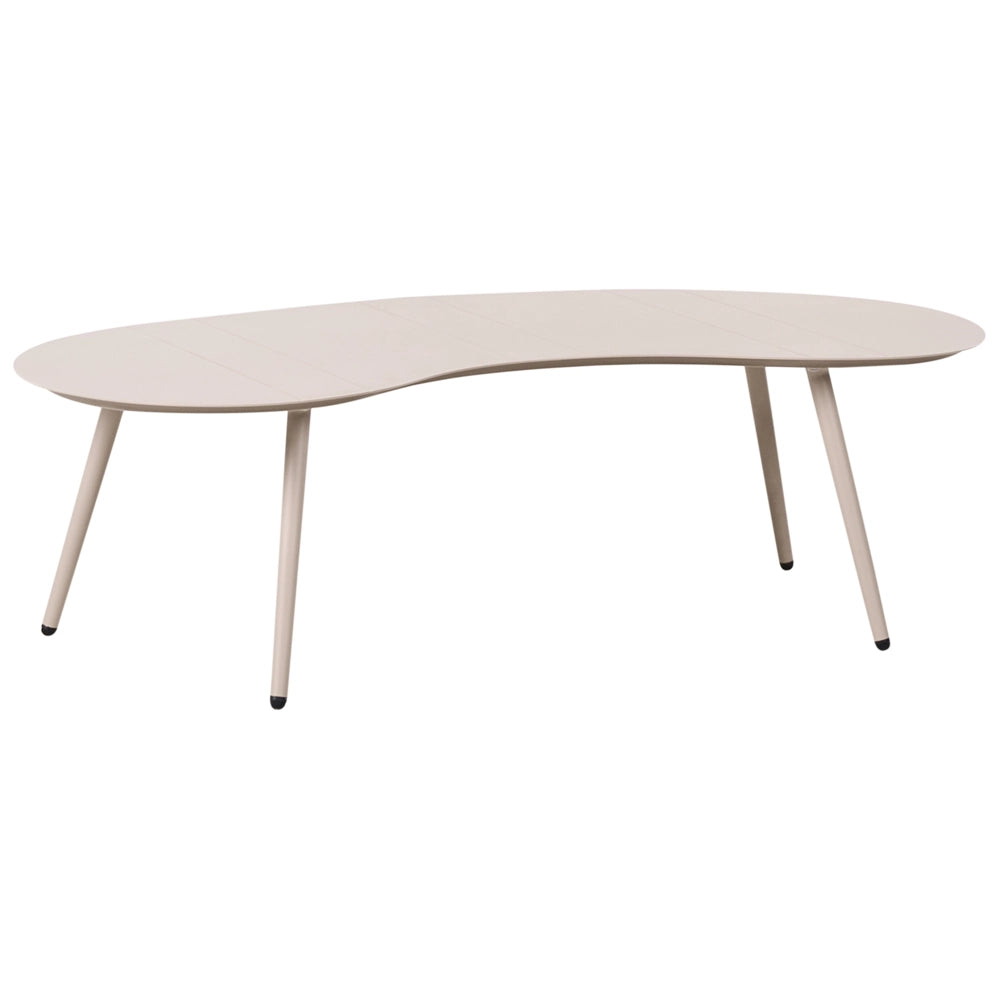 Set divani da giardino a 6 posti Divani con cuscini e tavolino Rivestimento in olefina Alluminio Idrorepellente Resistente ai raggi UV A forma di rene Beige