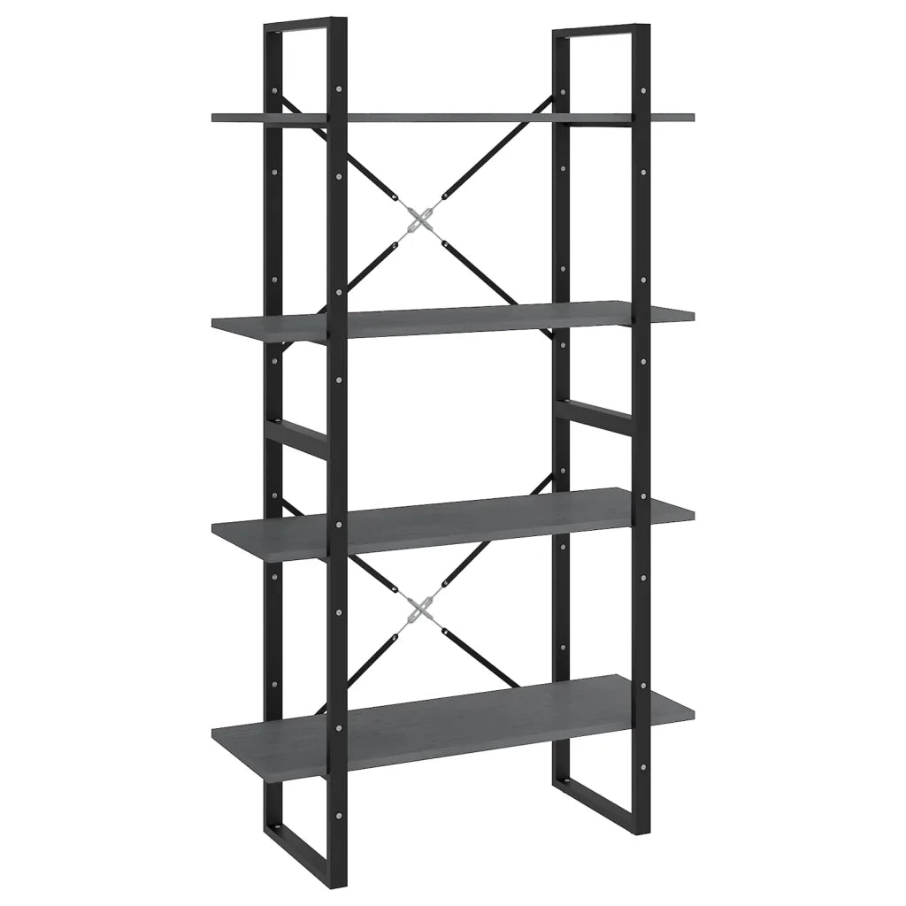 Libreria a 4 Ripiani Grigia 80x30x140 cm in Massello di Pino 806464