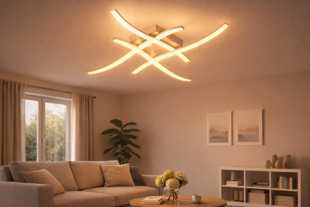 Plafoniera LED Moderna 35W 2800LM CCT Switch 3000K 4000K 6500K 64x64 cm Soffitto Design Curvo Alluminio Bianco Acrilico Opaco 120°