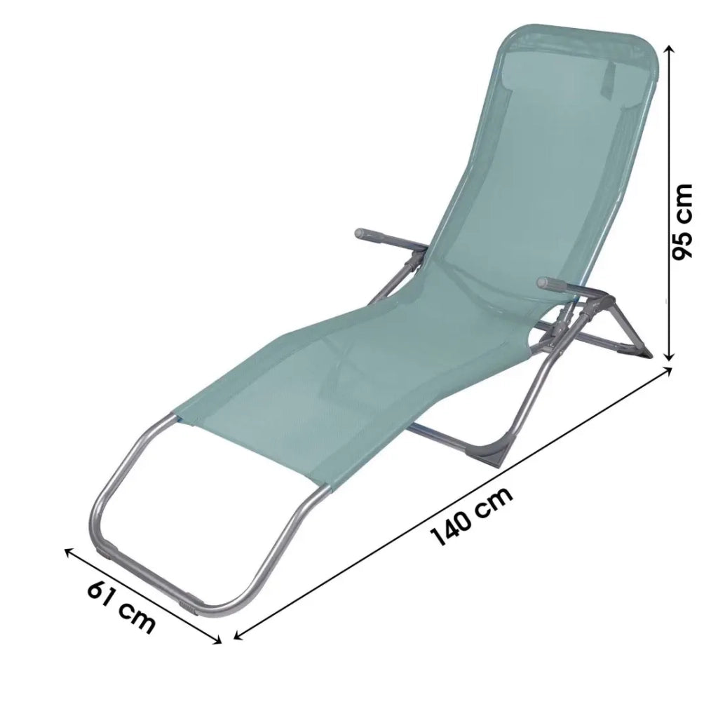 Set di 2 sedie a sdraio / lettini prendisole colore Blu grigio 140x95x61cm