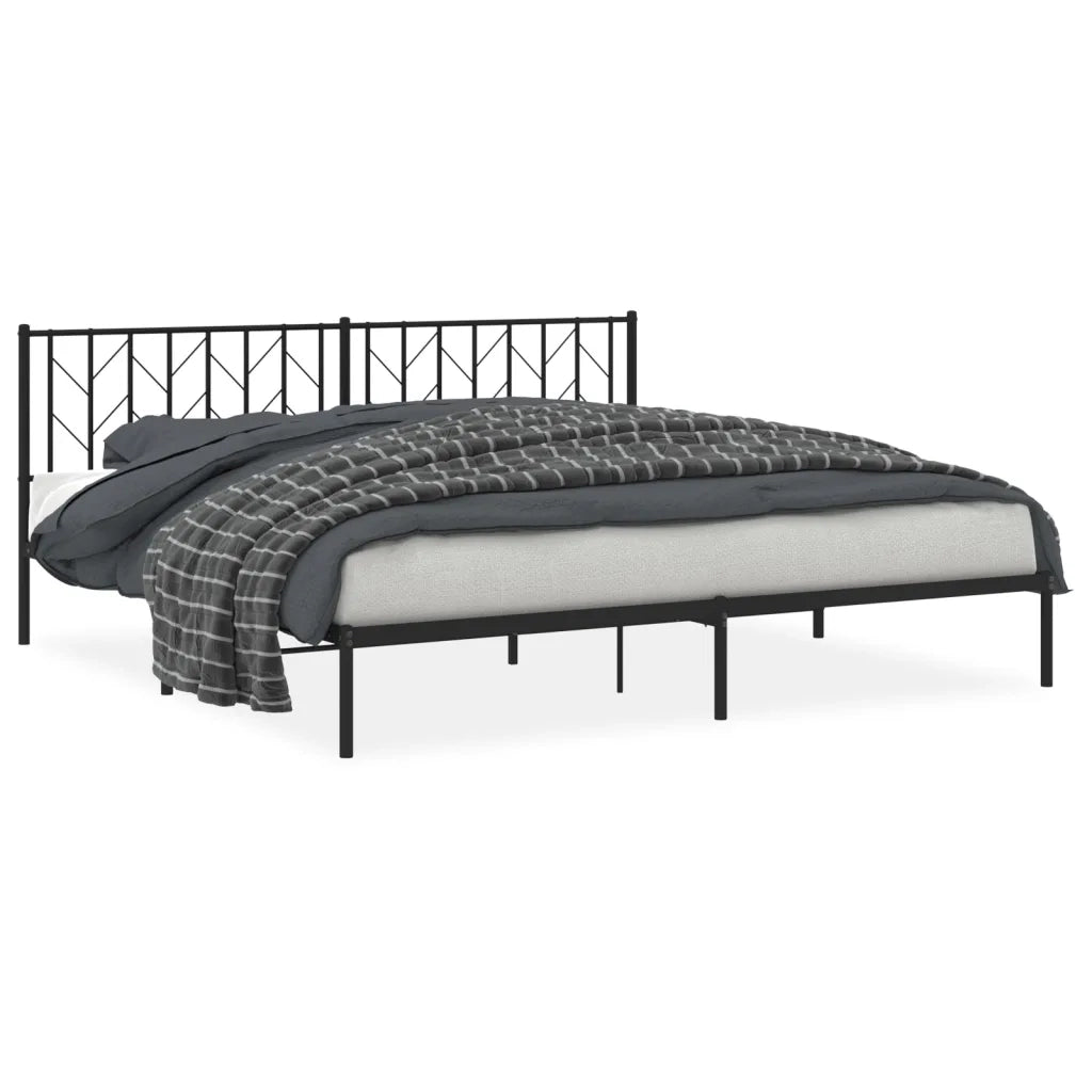 Giroletto con Testiera in Metallo Nero 200x200 cm 374444