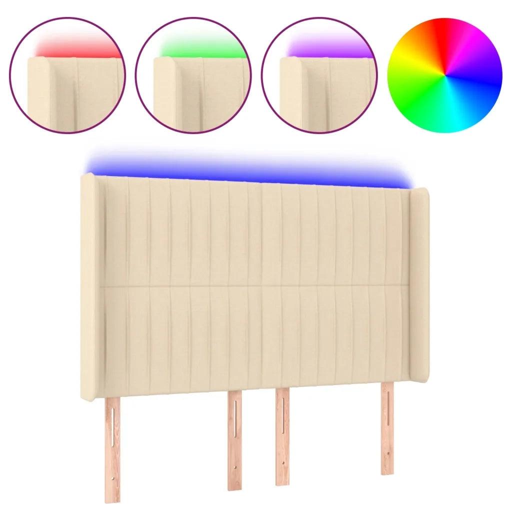 Testiera a LED-Testata con LED Crema 147x16x118/128 cm in Tessuto 867165