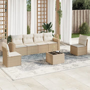 Set Divani da Giardino 7 pz con Cuscini Beige in Polyrattancod mxl 111537
