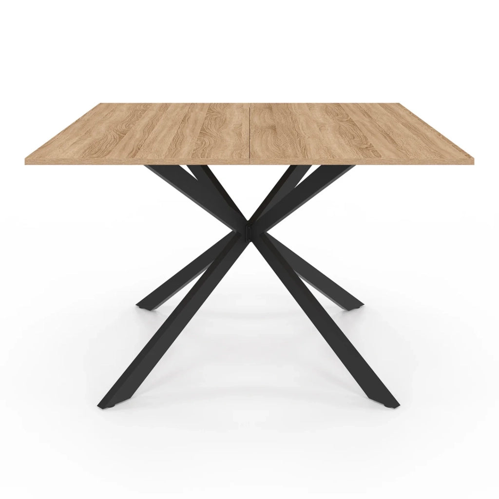 IDMarket - Tavolo da pranzo quadrato ALIX, legno e gambe a ragno nere, 8 persone, 110 cm