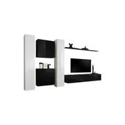 Set di mobili da salotto SWITCH VI design, colori nero e bianco lucido.