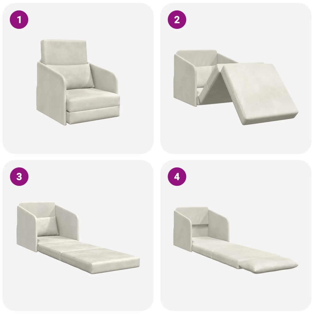 Divano letto Crema 65 x 80 x 83 cm Velluto 4106654