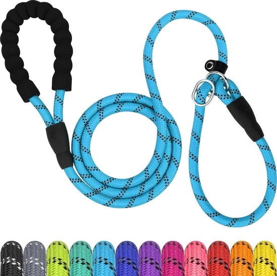 Cintura Riflettente per Cani - Cani di Taglia Media - 10mm x 185cm - Cintura per Cani Blu