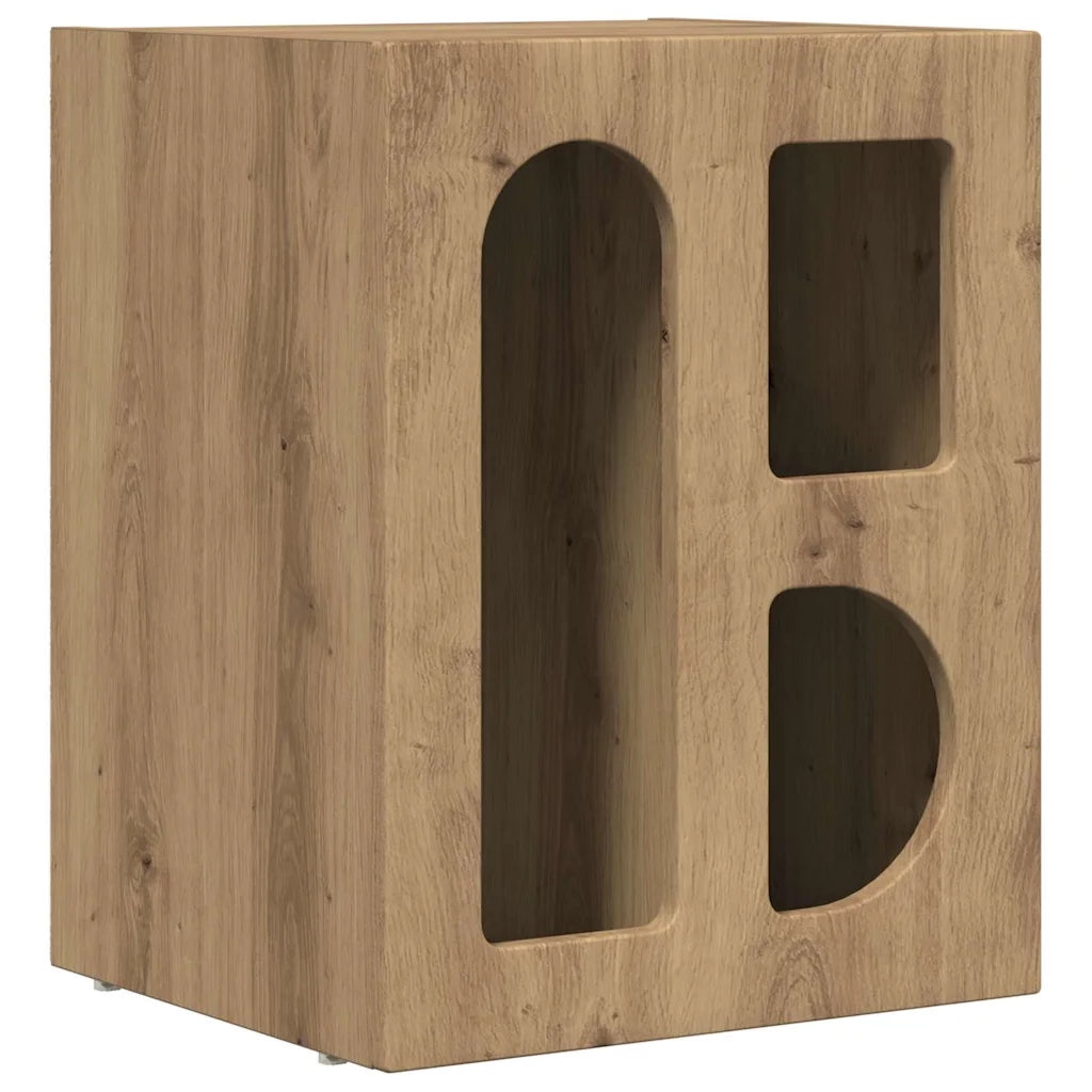 Comodino-Tavolino da notte Rovere artigianale 40 x 35 x 50 cm Legno multistrato
