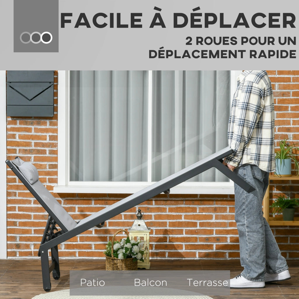 Transat lettino ¨C zephmum ¨C alluminio textilene grigio chiaro