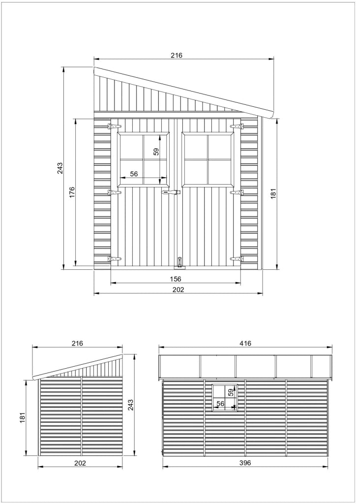 Casa da giardino in legno (senza parete laterale) - 8 m?² - TIMBELA M340+M340G