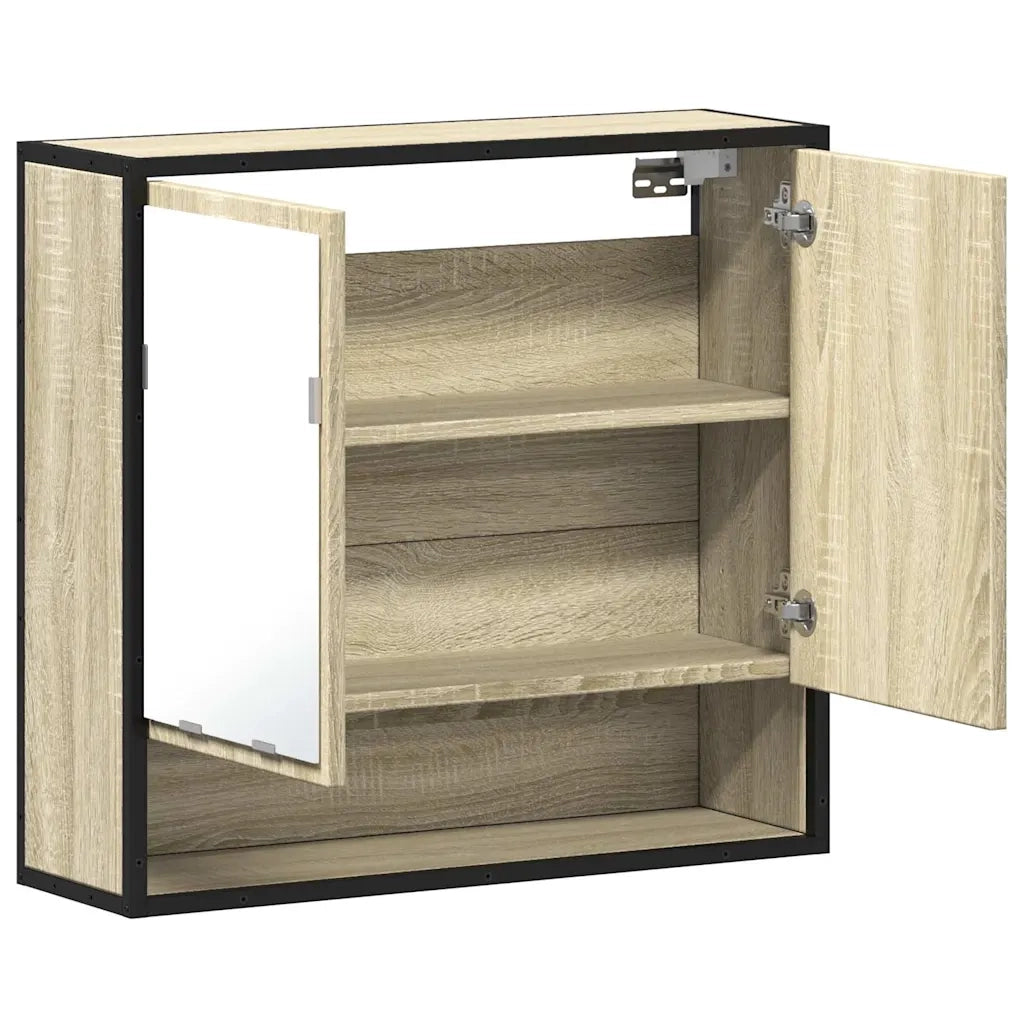 vidaXL Mobile Bagno con Specchio Rovere Sonoma 65x20x60 cm Multistrato