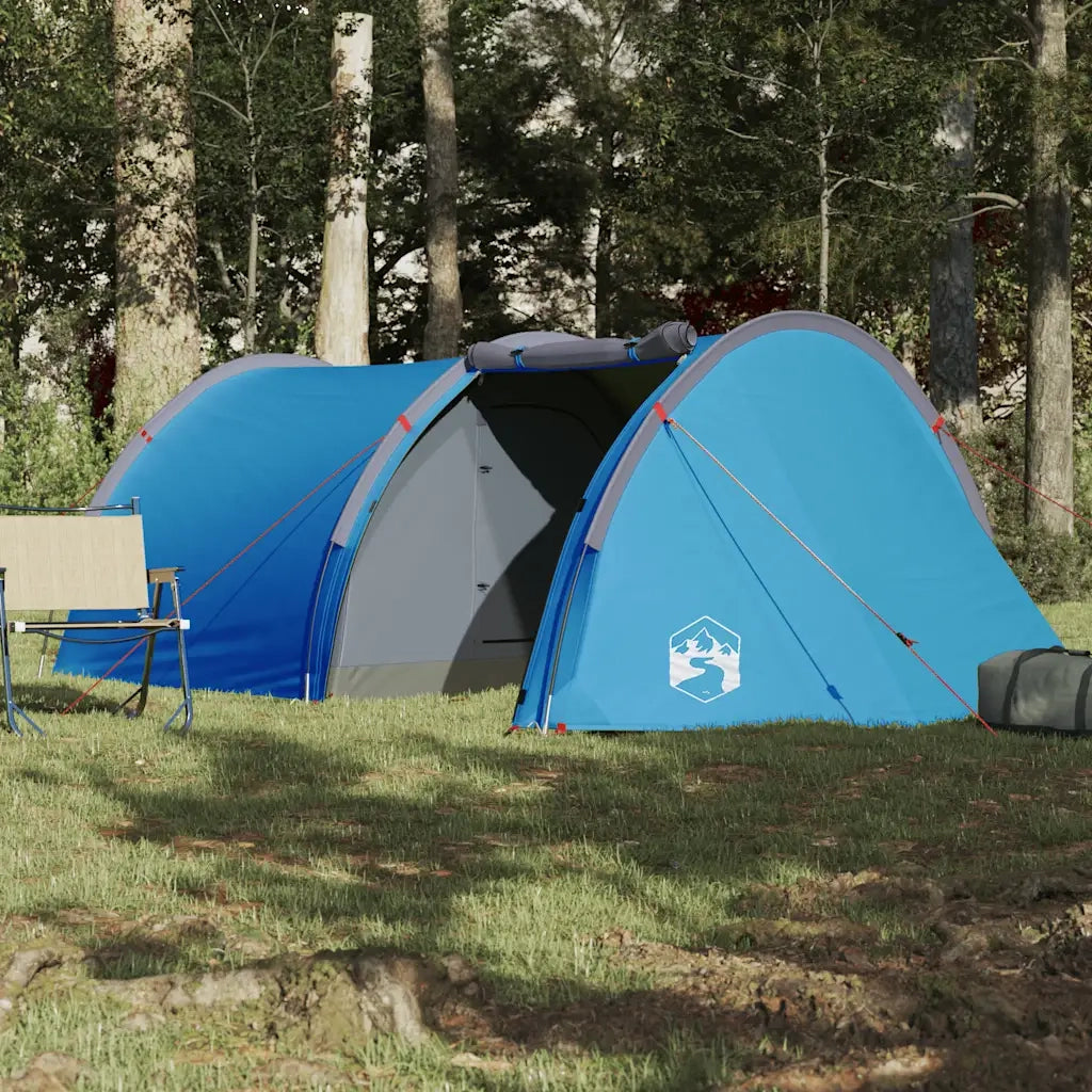 Tenda da Campeggio a Tunnel per 4 Persone Blu Impermeabile 94395