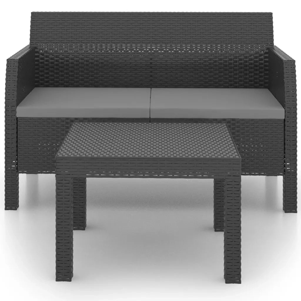 Set Divani da Giardino 2 pz con Cuscini in Rattan PP Antracite 3079667