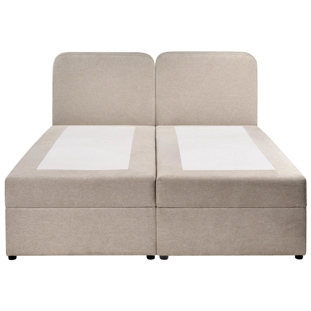 Letto matrimoniale con contenitore rivestito in tessuto beige chiaro 160 x 200 cm contenitore sollevabile con testiera idrorepellente