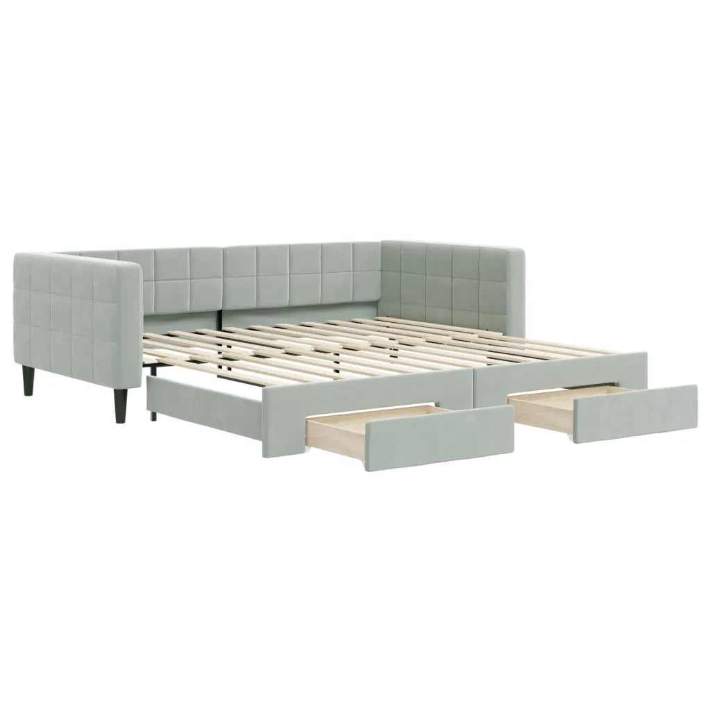 Divano Letto Estraibile Cassetti-Sofa Letto-Daybed Grigio Chiaro 100x200 Velluto 935497