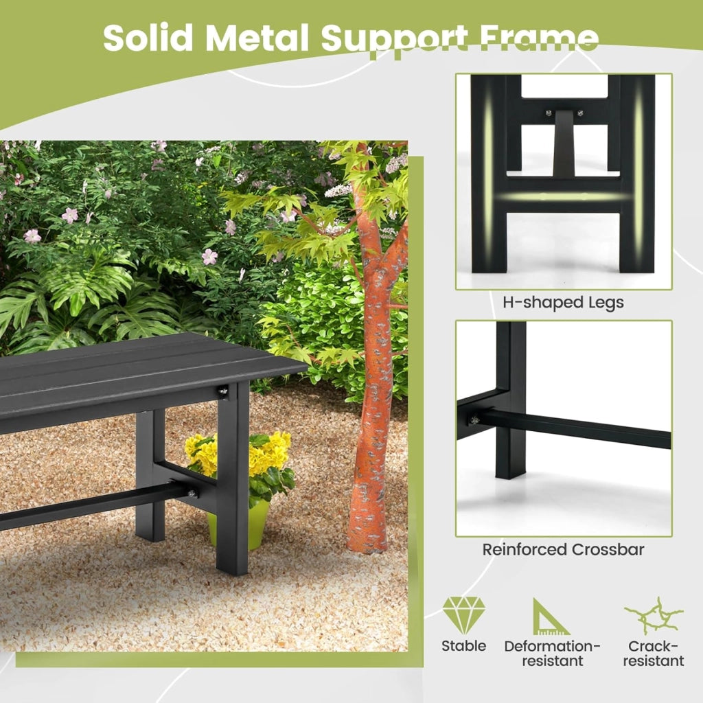 Panchina da Giardino con Sedile a Doghe, Telaio in Metallo e Verniciato a Polvere, Panca a 2 Posti da Giardino per Parco e Esterno, 120x34,5x40 cm (Nero)