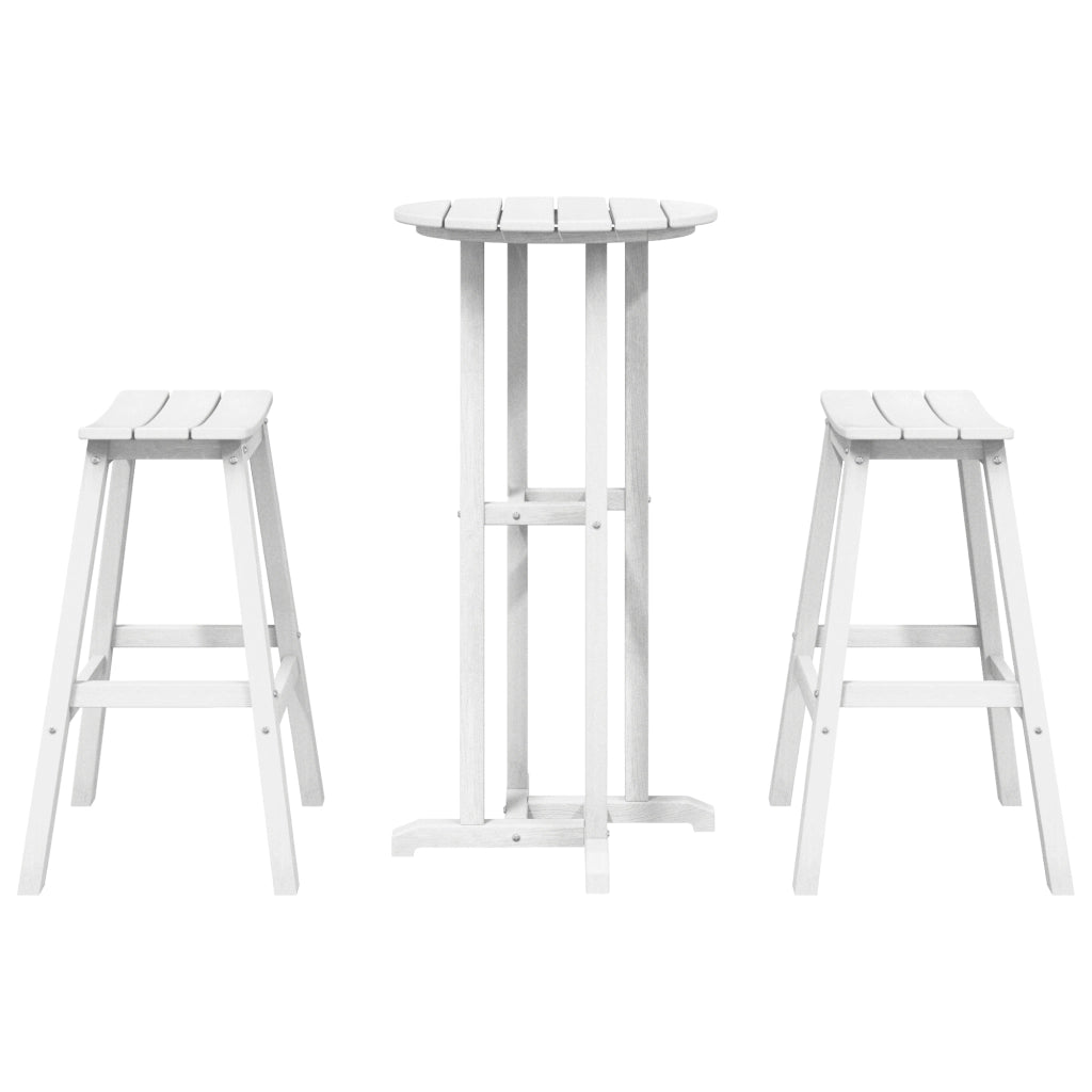 Set Bar da Giardino  3 Pezzi Bianco HDPE