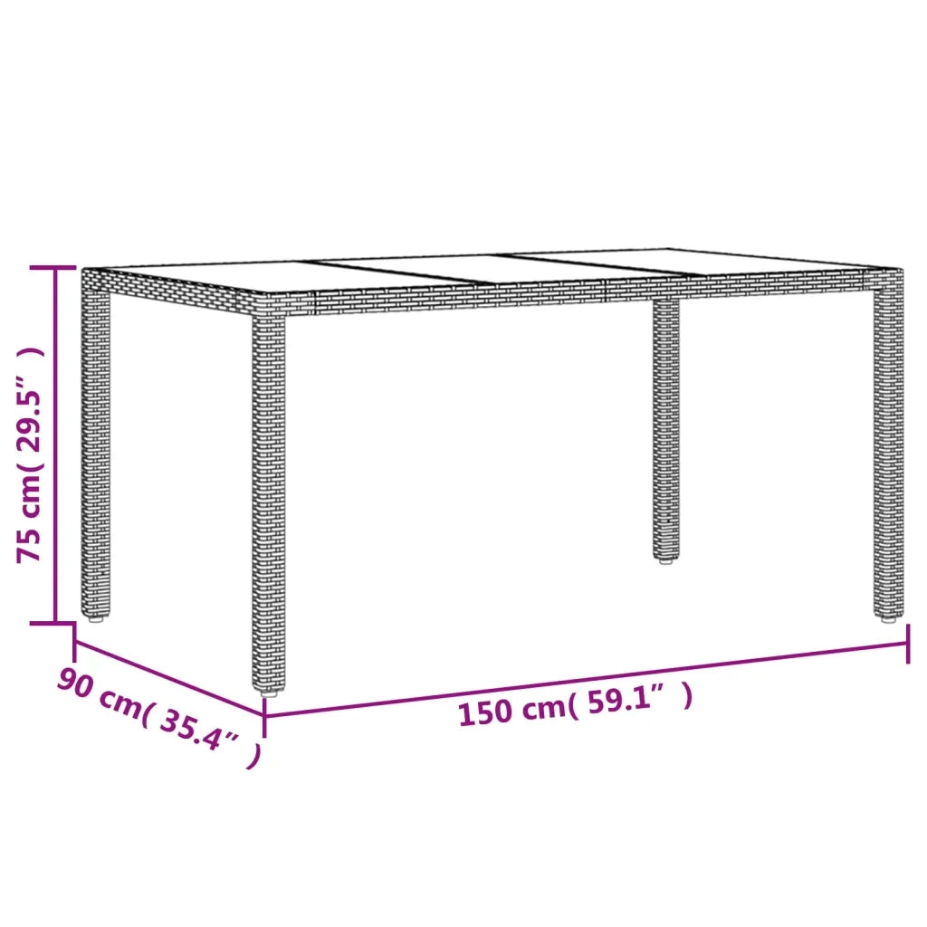 Set da Pranzo da Giardino 5pz con Cuscini Polyrattan e Vetro 3278551