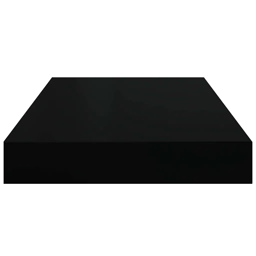 Scaffale a Parete Nero Lucido 40x23,5x3,8 cm in MDF