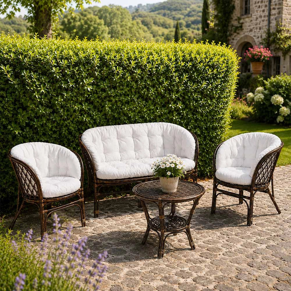 Salotto da giardino bahama marrone in bambu con cuscini in omaggio