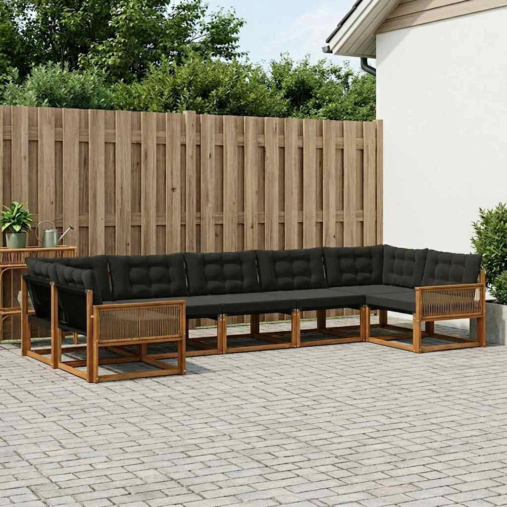 Set di divani da esterno 7 pz Naturale e Nero 3381668