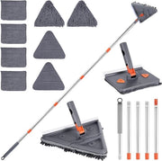 Mop per Muri con Spazzola per Finestre e Pulitore per Scarpette con Manico Lungo Mop 200 cm e 8 Pannelli Riciclabili per Angoli Scale Piani Vetrati Auto.