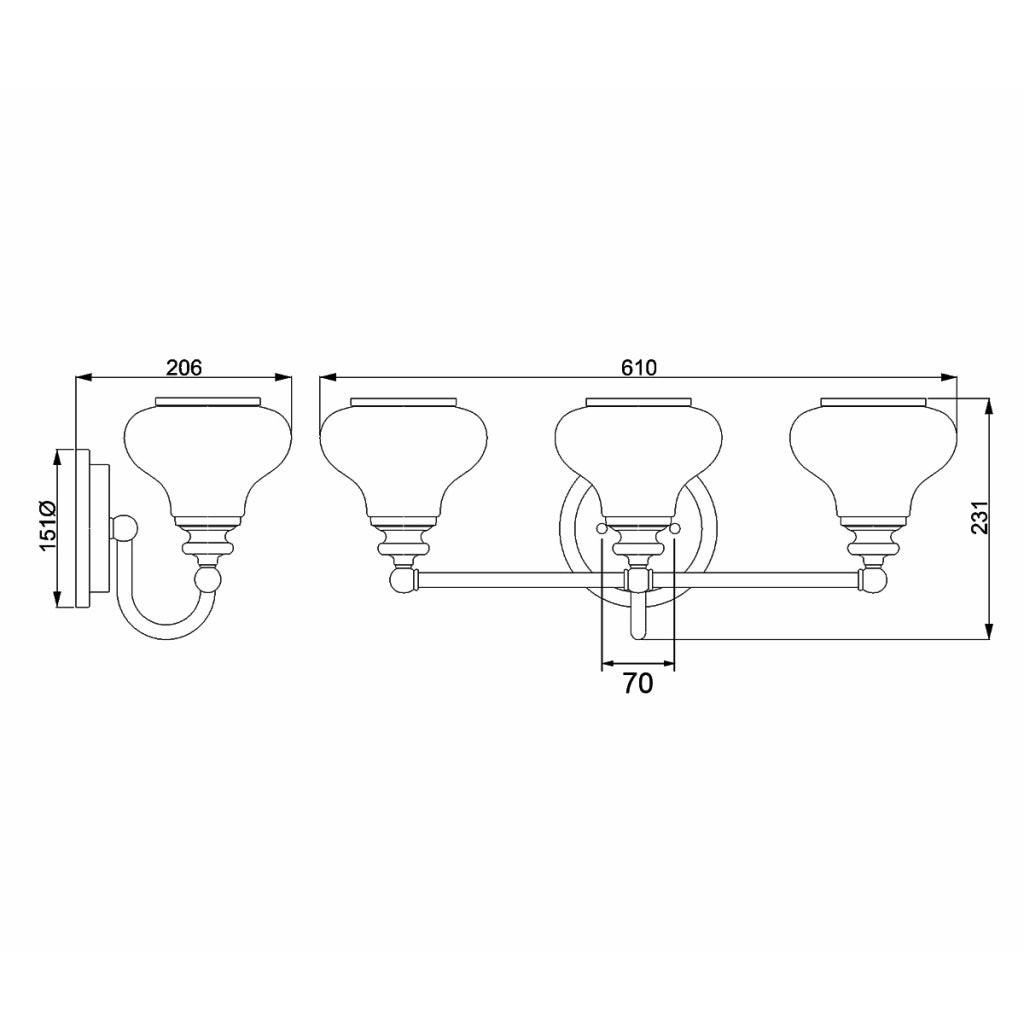 Applique bagno Ainsley oro 61cm 3xG9 LED IP44 Hinkley