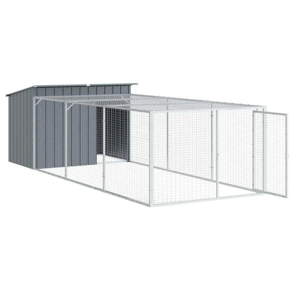 Cuccia per cani con recinto antracite 153x396x110 cm in acciaio zincato 3214223