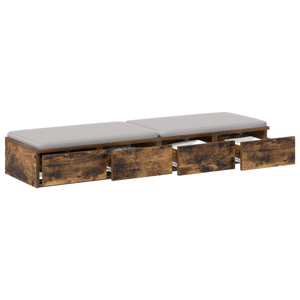 Cassetti per Letto Rovere Affumicato 120x36,5x16,5 cm Legno Ingegnerizzato