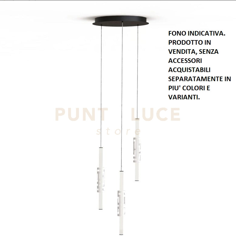 KIRA-S3 Sospensione base tonda nera 3 luci a led diffusori bianchi dimmerabile SDD 2800 - 5000k 75W 4875L