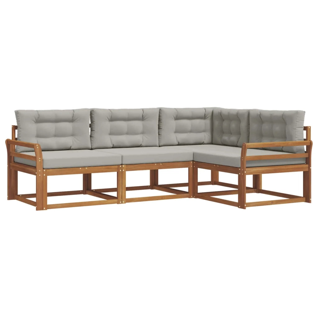 Set di divani da esterno 4 pcs Grigio Naturale e Chiaro