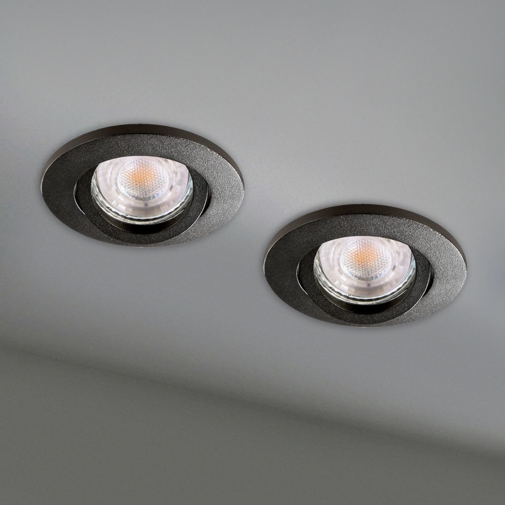 Faretto ad incasso LED 8W GU10 nero tondo foro 70mm moderno orientabile luce soffitto ingresso ufficio NERO 3000K