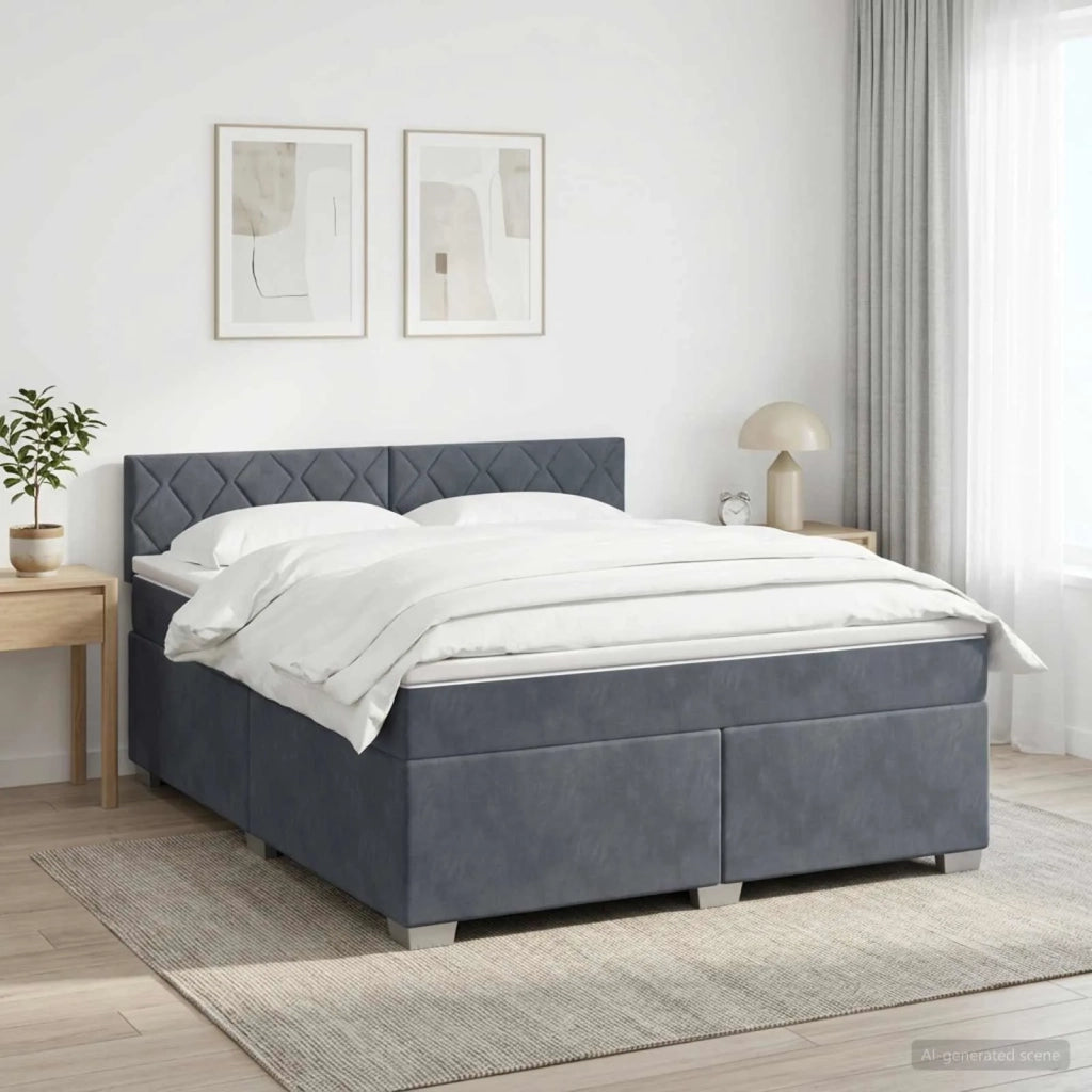 Letto box spring con materasso Grigio Scuro 140 x 190 cm 3450717