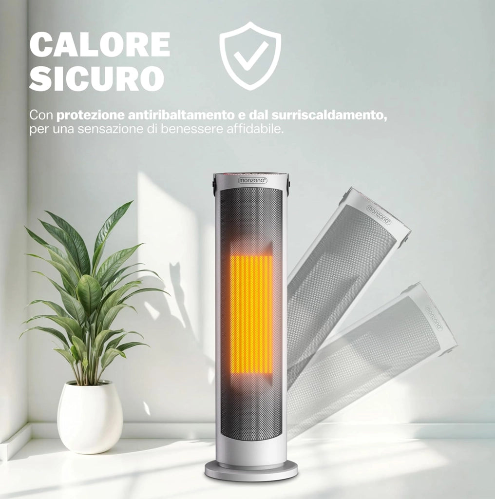 Termoventilatore da 2000W 15-35°C modalità Eco Teleocmando Display Touch LED Luminosi