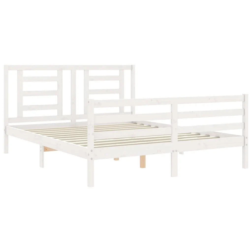 Giroletto con Testiera-Struttura Letto con testiera Bianco 160x200 cm Legno Massello 774600