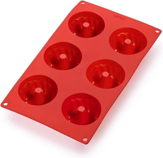 Mini forma per muffin in silicone, rosso, 30 x 17,5 x 3,5 cm, 6 ciotole
