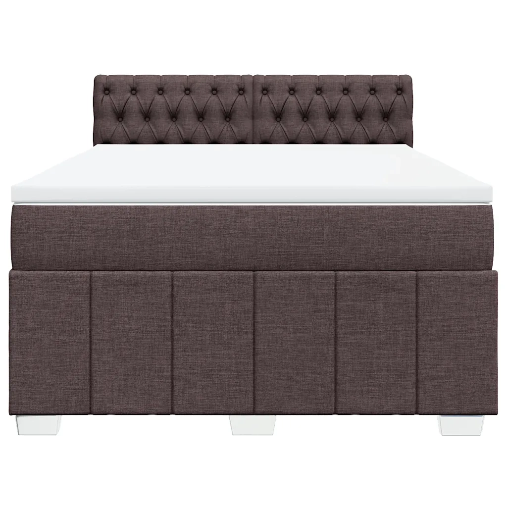 Giroletto a Molle con Materasso Marrone Scuro 140x190cm Tessuto