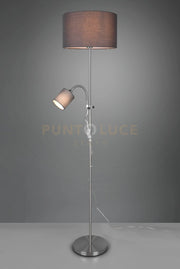 OWEN PIANTANA METALLO ACCIAIO SATINATO CON LAMPADA LETTURA E 2 PARALUMI ATTACCO E14-E27 CON ACCENSIONI SEPARATE D. 36CM ALTEZZA 160CM