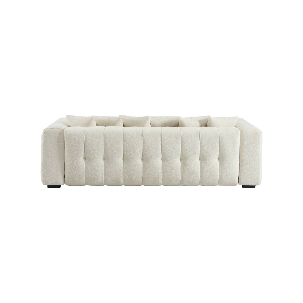 Divano letto in bouclé compresso testurizzato con contenitore, bianco
