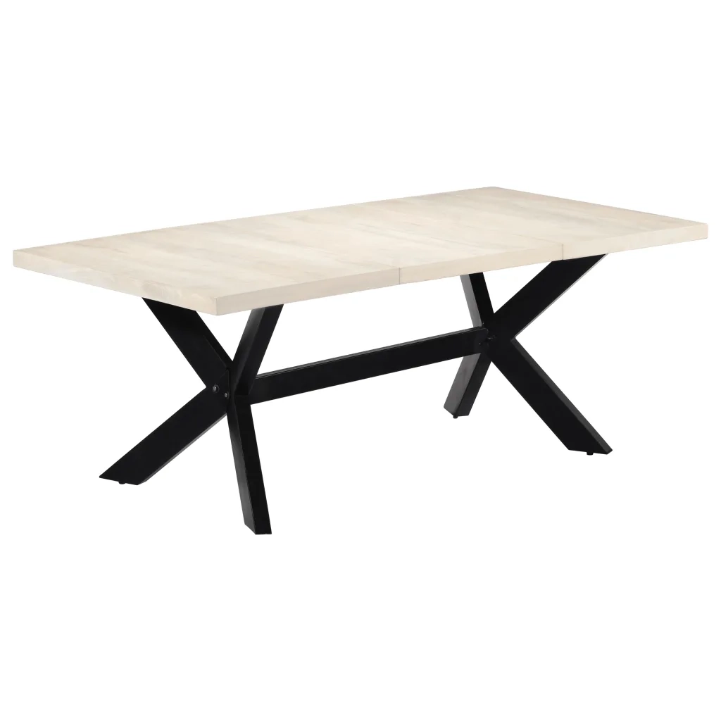 Tavolo da Pranzo Bianco 200x100x75 cm Legno Massello di Mango 247428