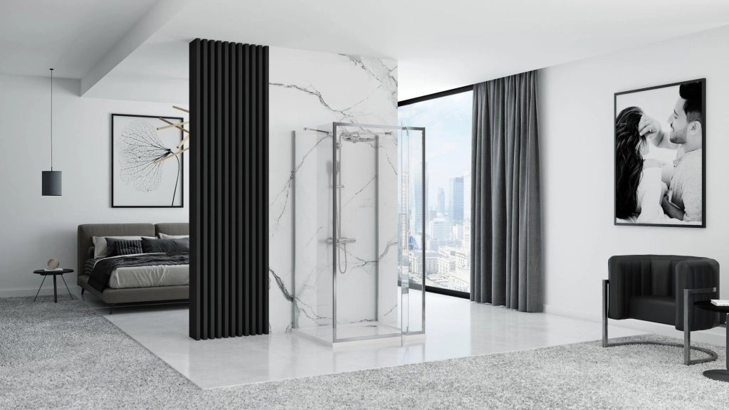 Cabina Doccia A Parete Rea Rapid Swing Chrome 100x100