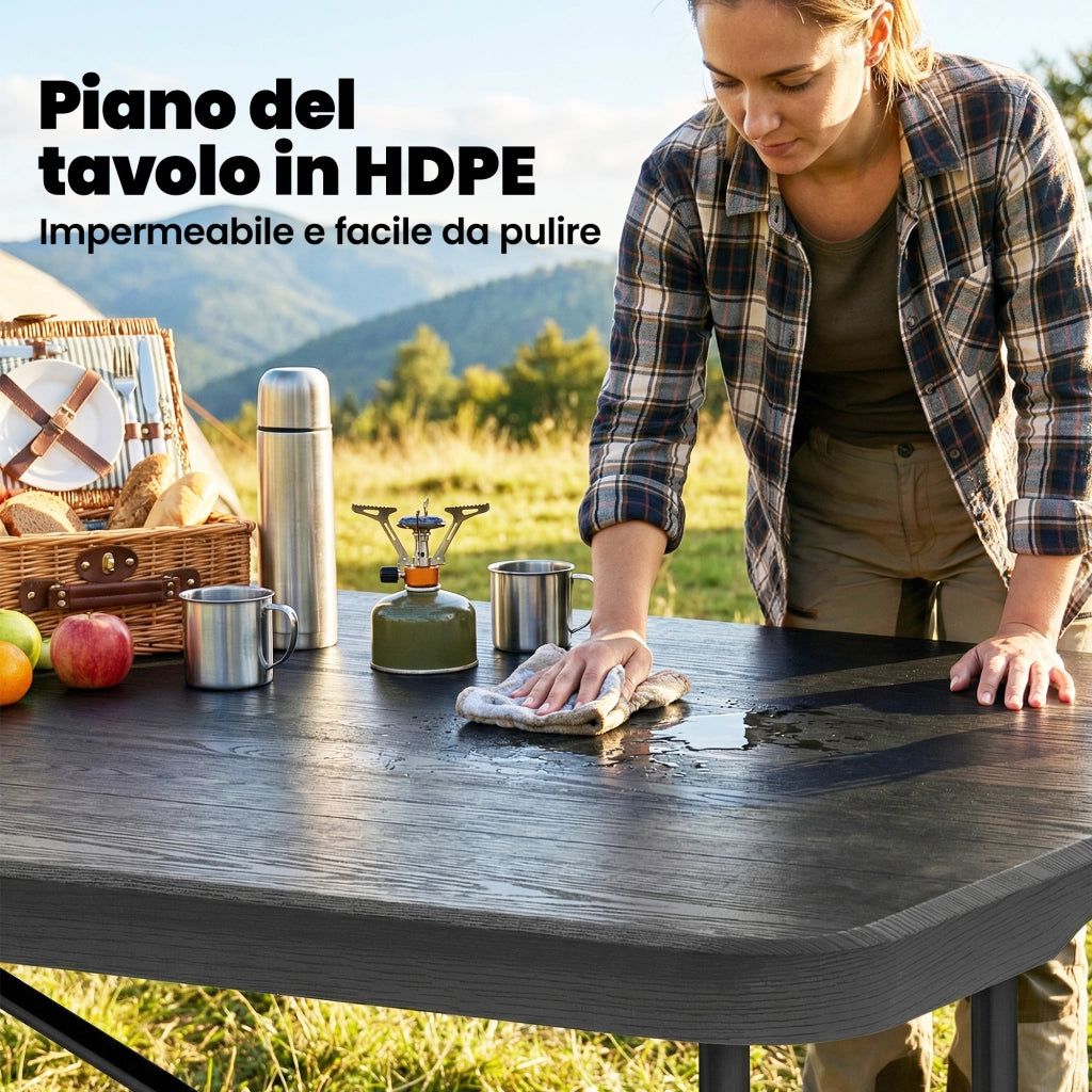 Set Tavolo e Sedie da Pranzo Pieghevole ¨C zephmum ¨C Nero, Metallo e HDPE