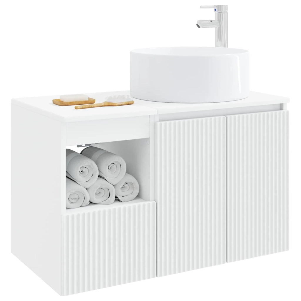 Set di mobili per il bagno 2 pz Bianco Legno ingegnerizzato 3404104