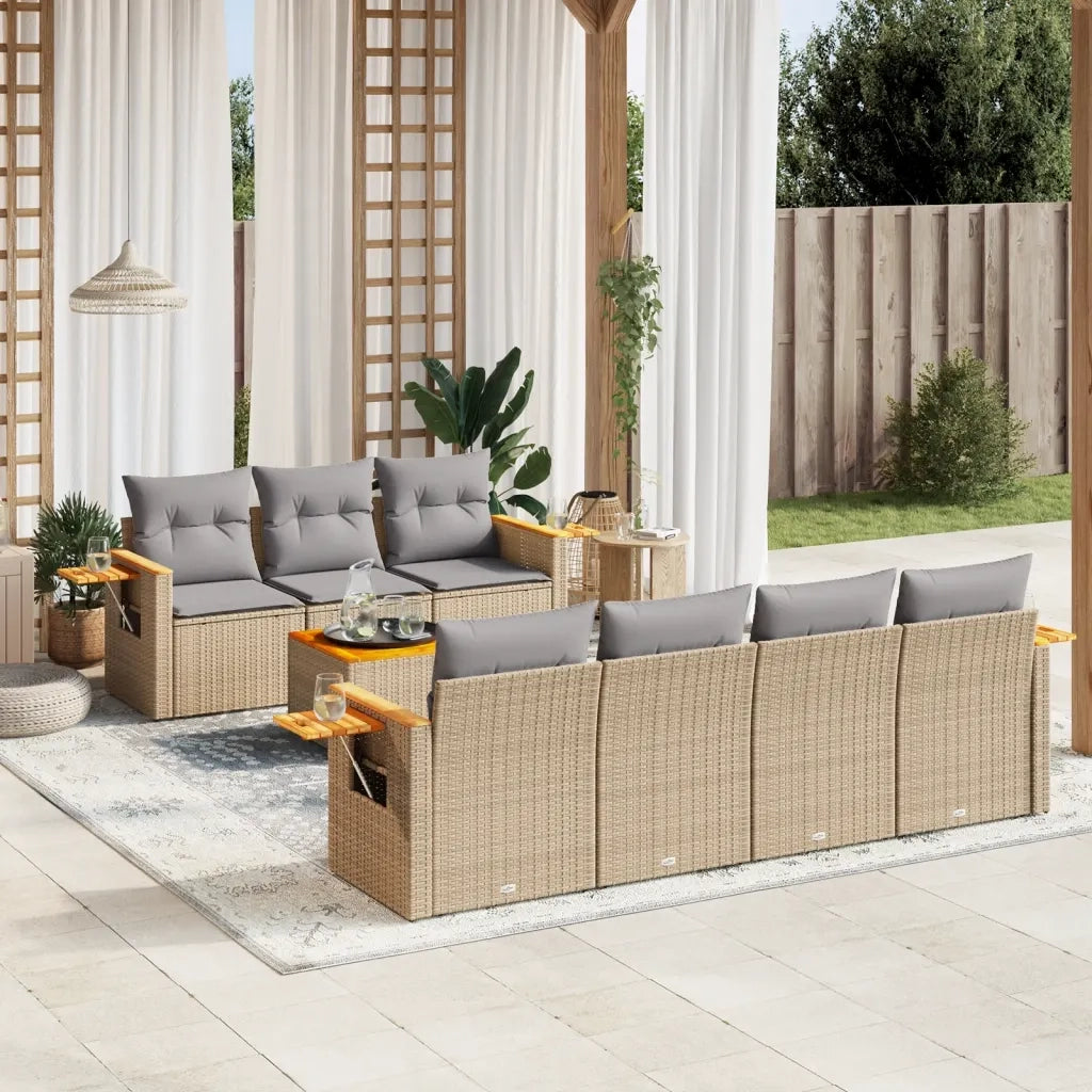 Set Divano da Giardino 8 pz con Cuscini Beige in Polyrattancod mxl 115062