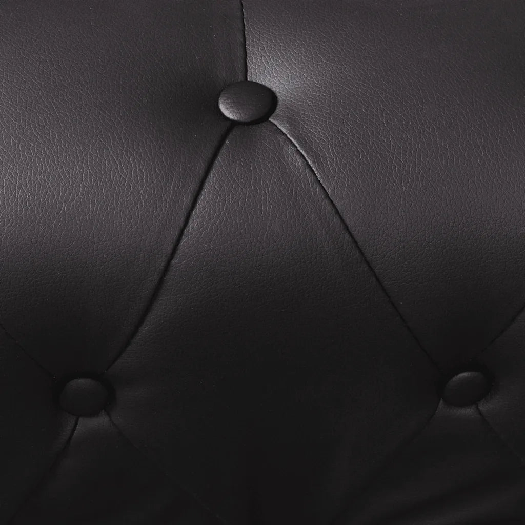 Divano Angolare Chesterfield a 5 Posti Pelle Artificiale Nera