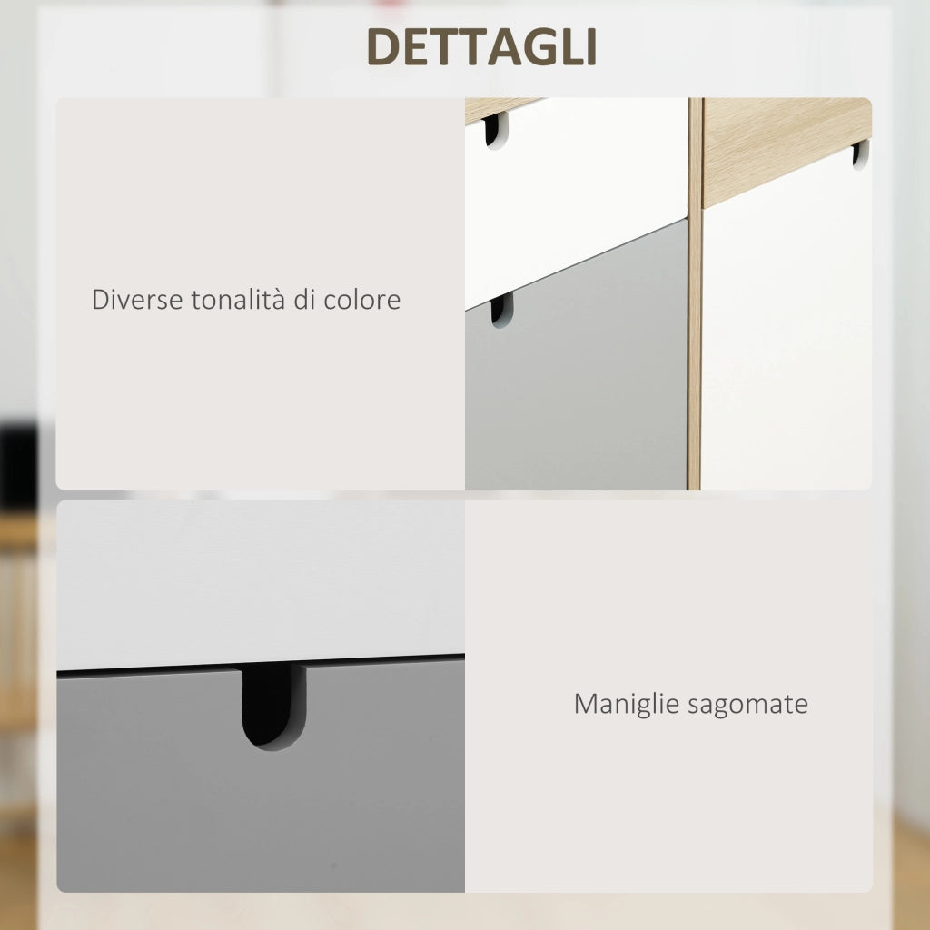Armadio Battente con Cassetti ¨C Minimal ¨C 100x40x79.5cm, Multicolore