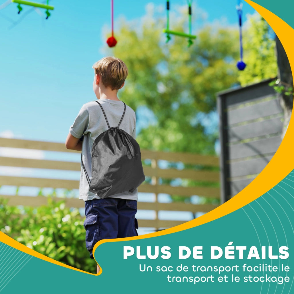 Percorso Ninja per Bambini ¨C zephmum ¨C Blu con Slackline 10m e 10 Accessori
