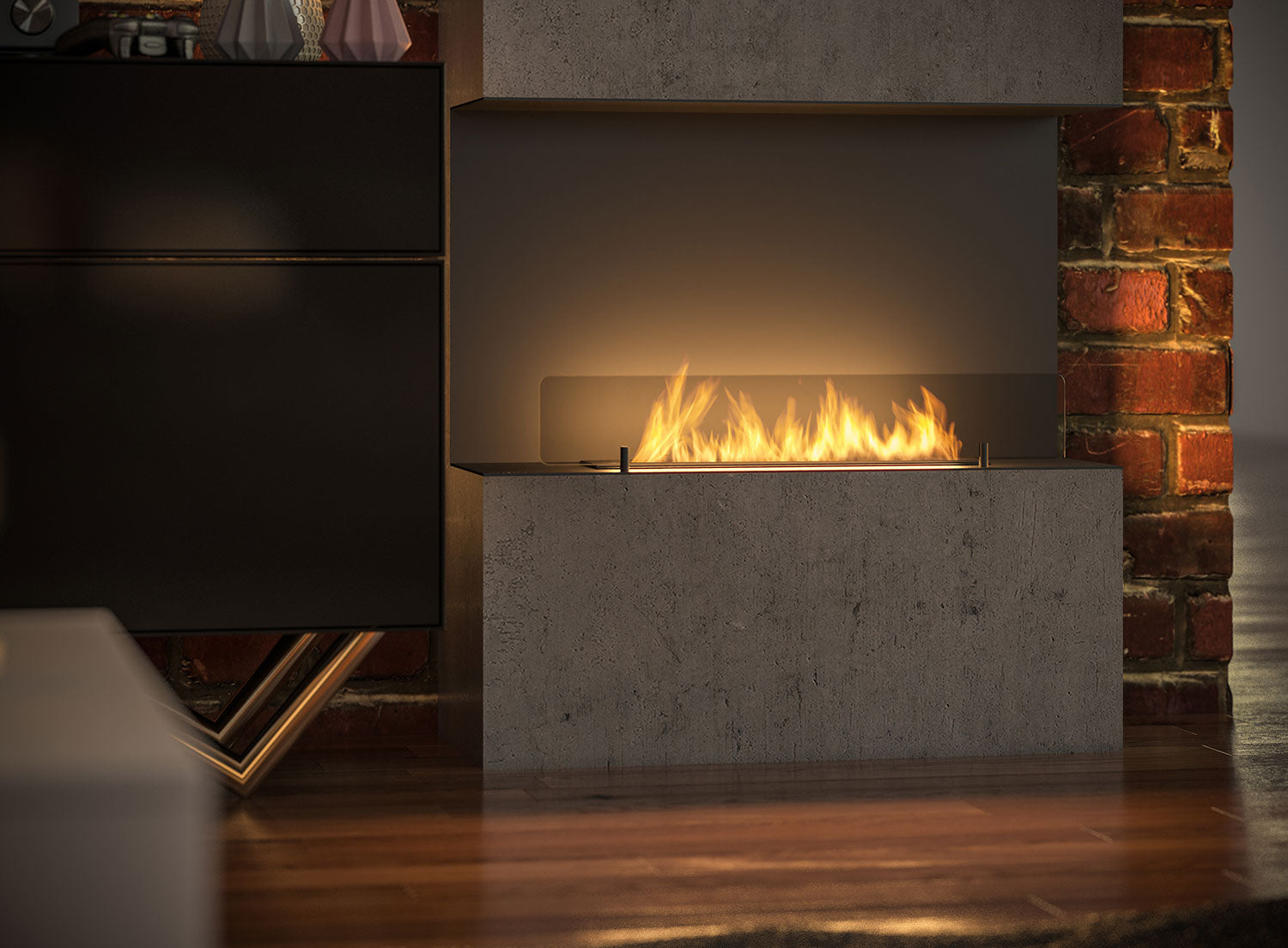 Camino a Bioetanolo da Incasso 80x45 cm Inside C 800 V1 Nero con Vetro