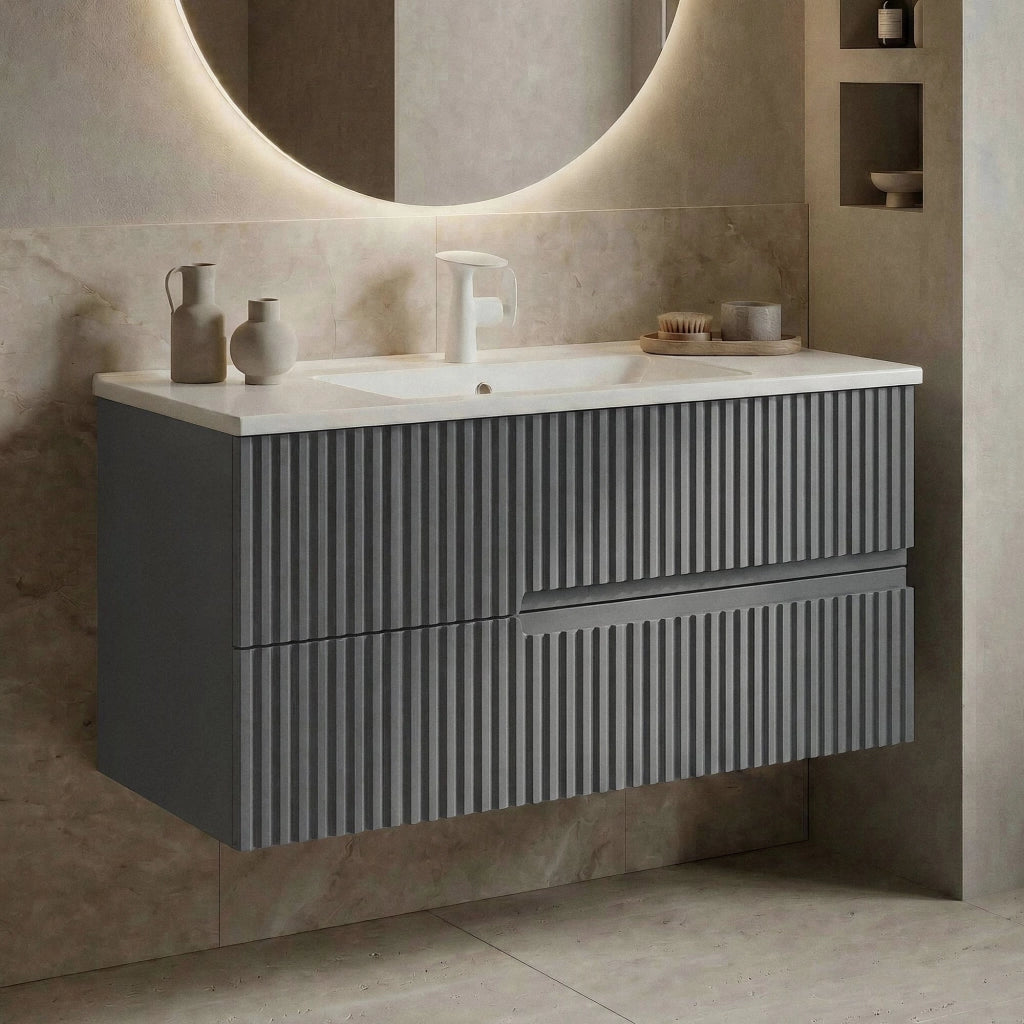 Mobile lavabo "Moonlight 90 v2" - 91 x 51 x 51 cm - Grigio opaco