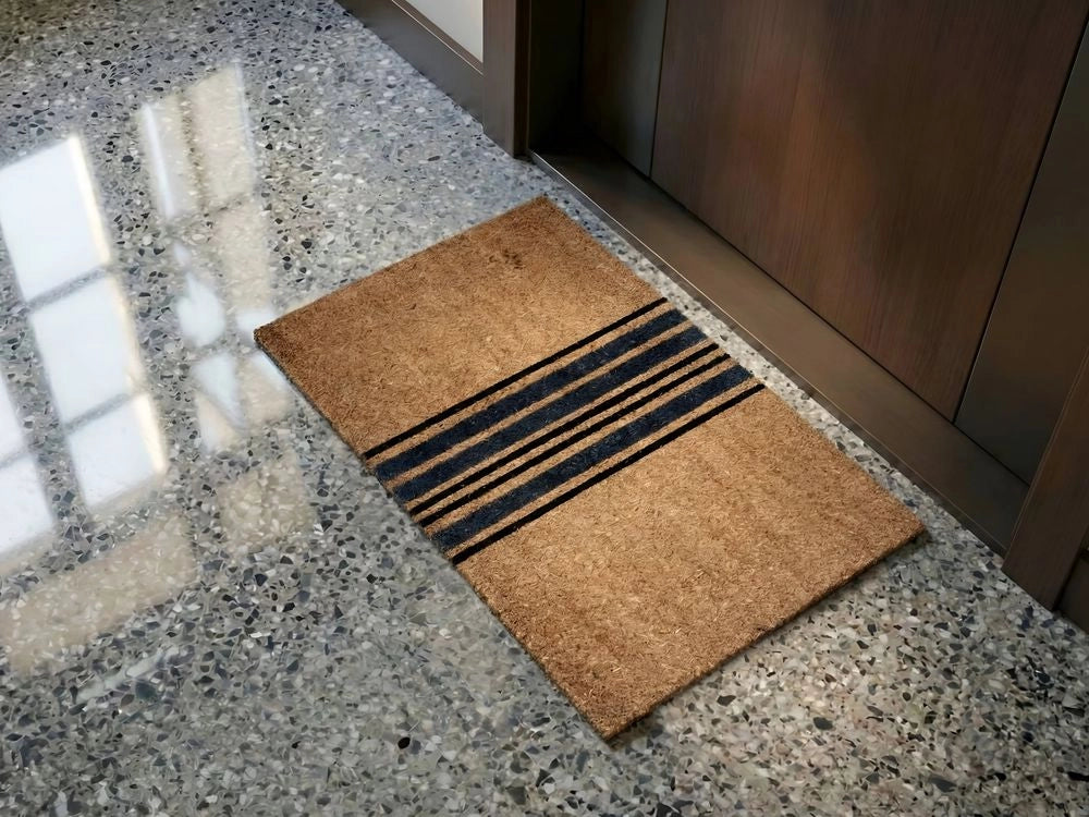 Zerbino in fibra di cocco naturale con fondo antiscivolo in PVC 45 x 75 cm Decorazione Classico motivo a strisce